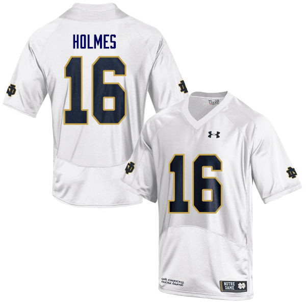 Men's NCAA Notre Dame Fighting Irish #16 C.J. Holmes Stitched College Under Armour Authentic White Football Jersey QZ10G67DQ